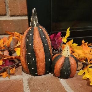 Striped Orange and Black Pumpkin Decor
